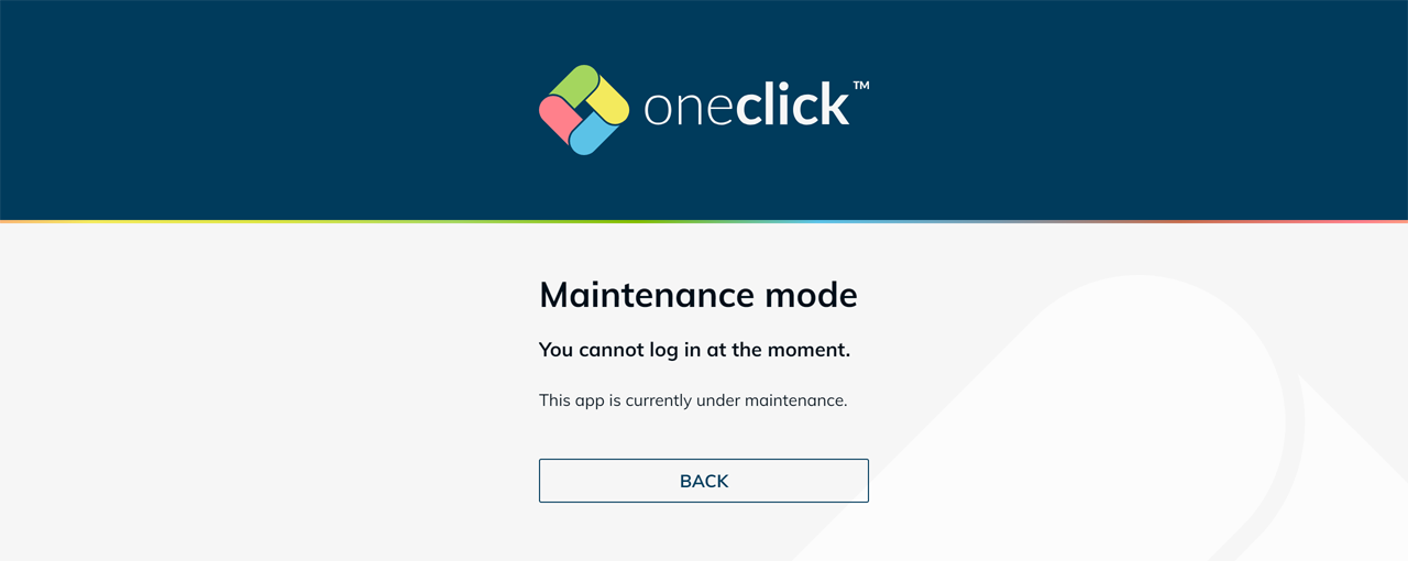 Maintenance mode page for users with a Basic license