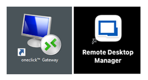 Icons for oneclick Gateway (left) and Remote Desktop Manager (right)