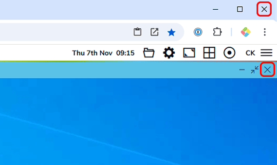 Browser-Tab mit X-Button zum Schließen